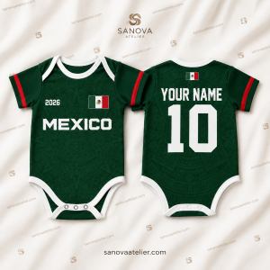 Personalized Mexico Baby Jersey - Custom Infant Soccer Bodysuit