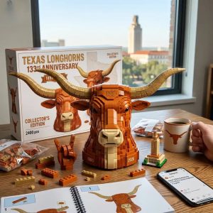 Texas Longhorns 133rd Anniversary Building Brick Set 8 Texas Longhorns 133rd Anniversary Building Brick Set Longhorn Head Limited Edition Collectible Display Model 1893-2026