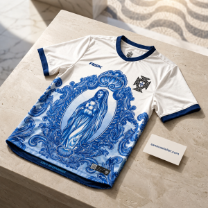 Portugal National Team Azulejo Art FIFA World Cup 2026 Jersey featuring traditional Portuguese blue tile patterns and football-inspired design.