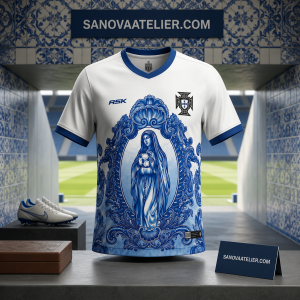 Portugal National Team Azulejo Art FIFA World Cup 2026 Jersey featuring traditional Portuguese blue tile patterns and football-inspired design.