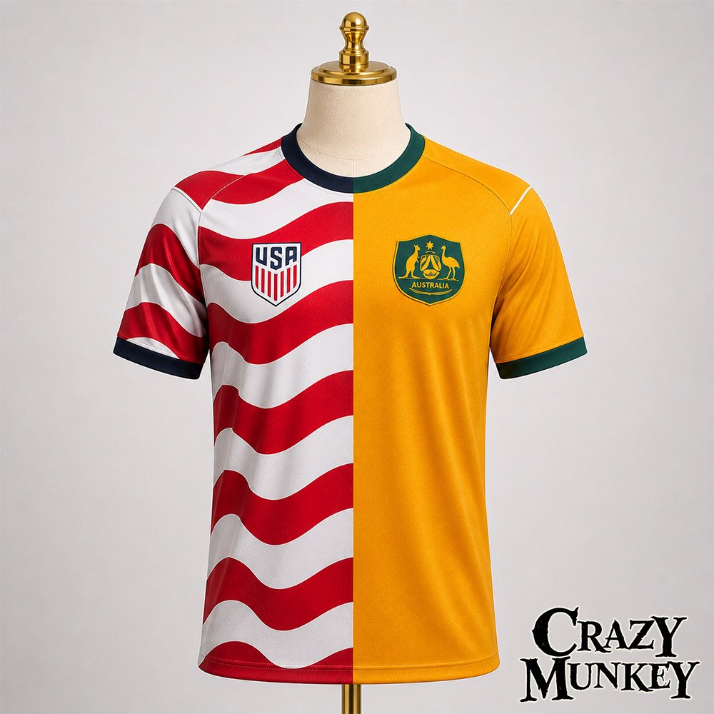 USA vs Australia Stars Southern Cross Soccer Jersey Fan Shirt | Apparel 4 USA vs Australia Stars Southern Cross Soccer Jersey Fan Shirt | Apparel