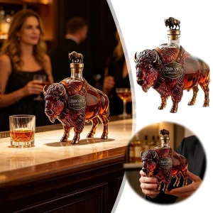 Bison Shaped Whiskey Decanter Crystal Glass Liquor Bottle with Leakproof Stopper 9 Bison Shaped Whiskey Decanter Crystal Glass Liquor Bottle with Leakproof Stopper