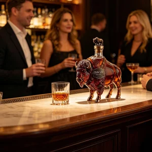 Bison Shaped Whiskey Decanter Crystal Glass Liquor Bottle with Leakproof Stopper 10 Bison Shaped Whiskey Decanter Crystal Glass Liquor Bottle with Leakproof Stopper