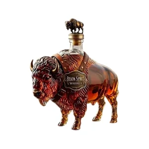Bison Shaped Whiskey Decanter Crystal Glass Liquor Bottle with Leakproof Stopper 11 Bison Shaped Whiskey Decanter Crystal Glass Liquor Bottle with Leakproof Stopper
