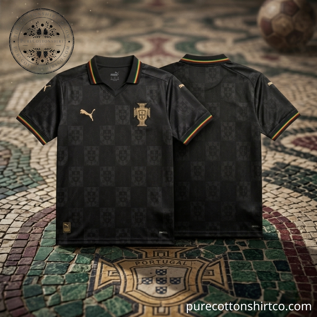 Portugal Black Concept 2026 V-neck Polo Jersey