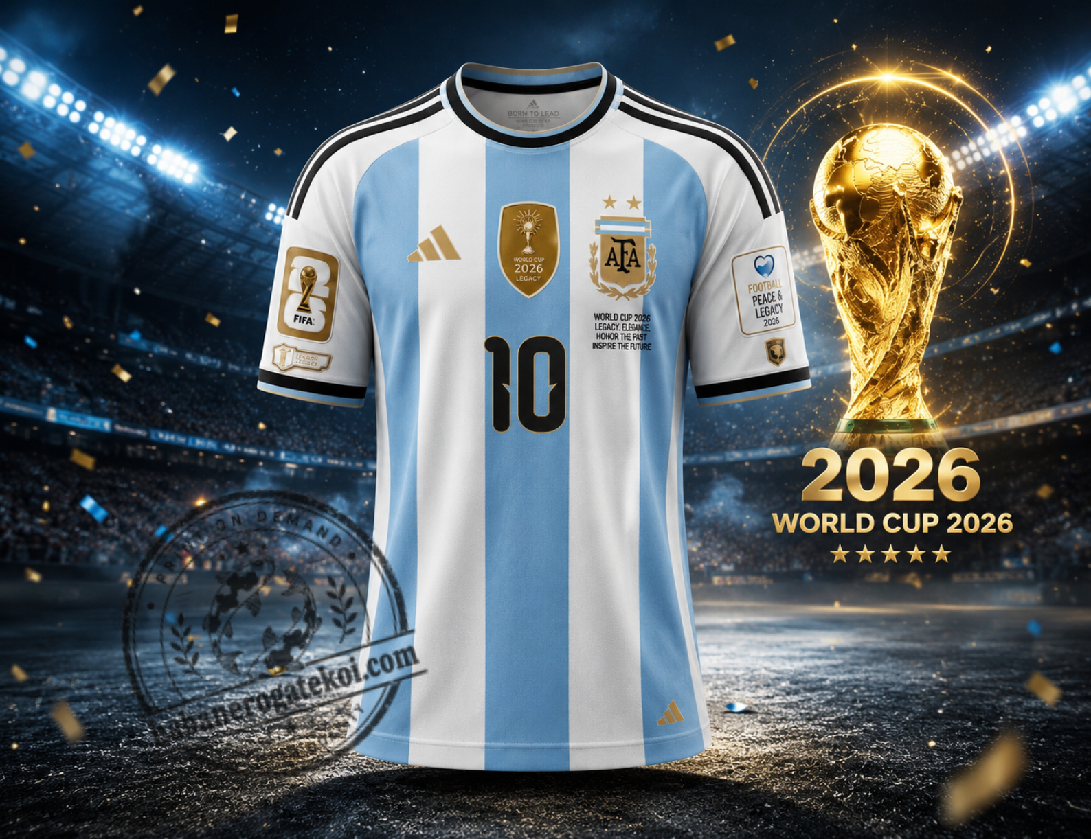 Messi Shirt, Argentina Number 10 Soccer Jersey, Blue White Football Fan Shirt