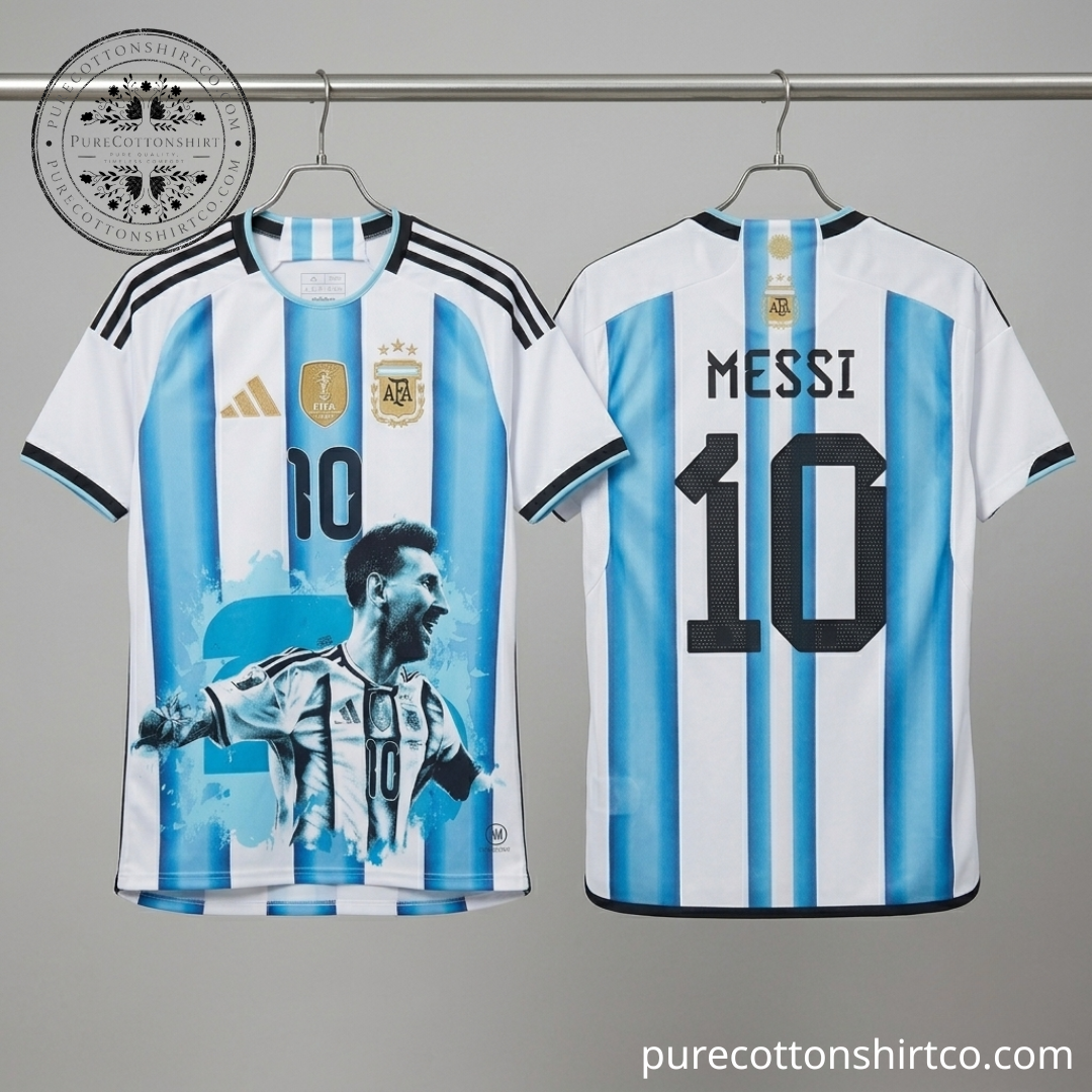 Argentina Messi 10 Graphic Soccer Jersey
