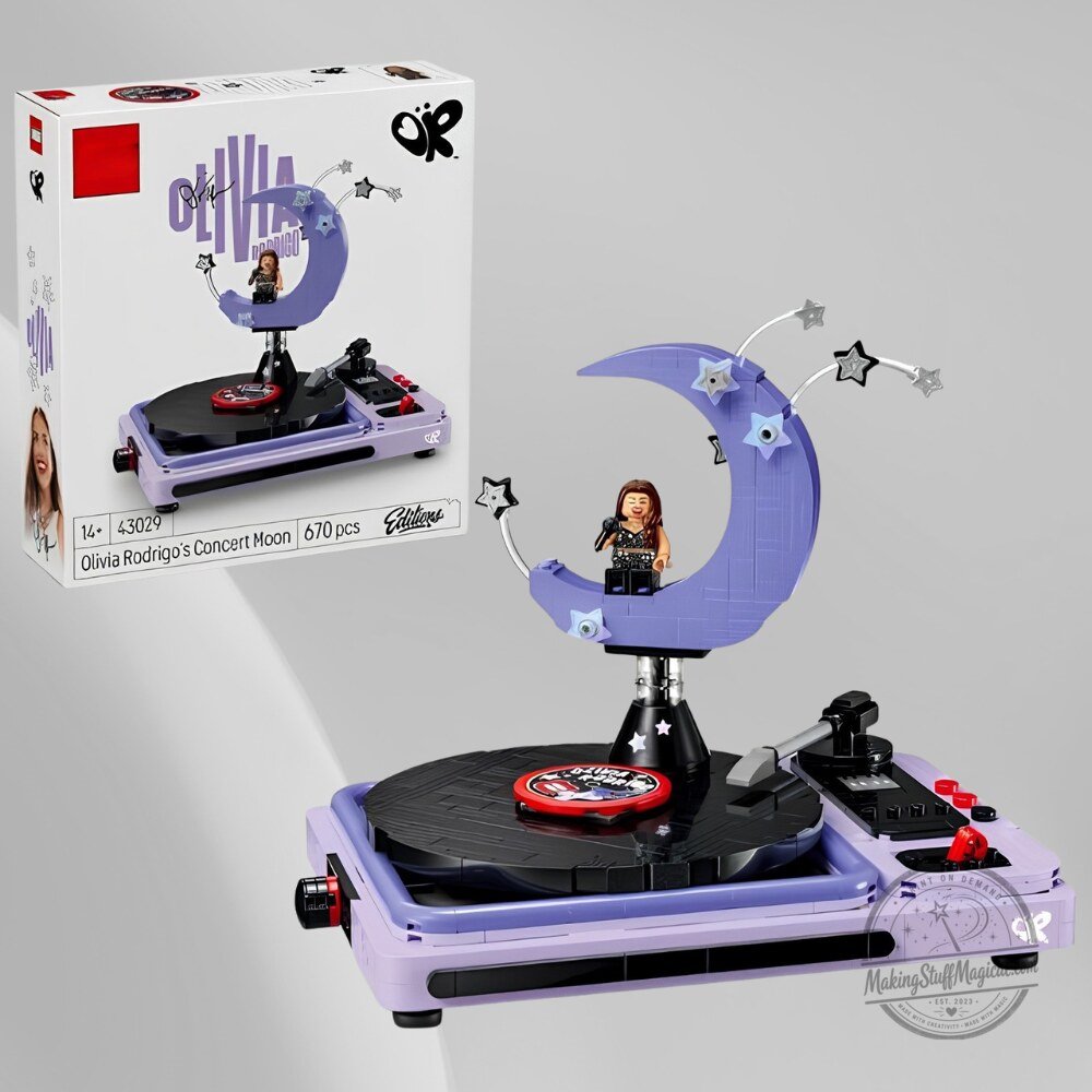 livia Rodrigo Concert Moon Record Player Kit - Customizable Pop Star Stage Decor (670 Pcs)