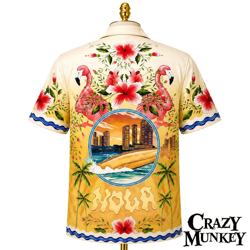 Vice City VI Pink Flamingo Hibiscus Hawaiian Shirt Tropical Aloha | Gear 5 Vice City VI Pink Flamingo Hibiscus Hawaiian Shirt Tropical Aloha | Gear