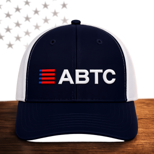 ABTC American Bitcoin Hat Replica - Navy Blue and White Trucker Snapback Cap 7 ABTC American Bitcoin Hat Replica - Navy Blue and White Trucker Snapback Cap