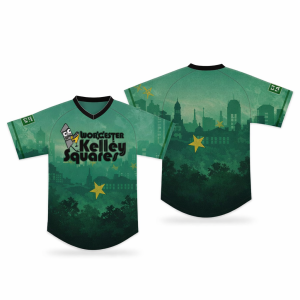 Worcester Kelley Squares Green Theme Night Jersey Replica - Full Graphic V-Neck Baseball Shirt 6 Worcester Kelley Squares Green Theme Night Jersey Replica - Full Graphic V-Neck Baseball Shirt