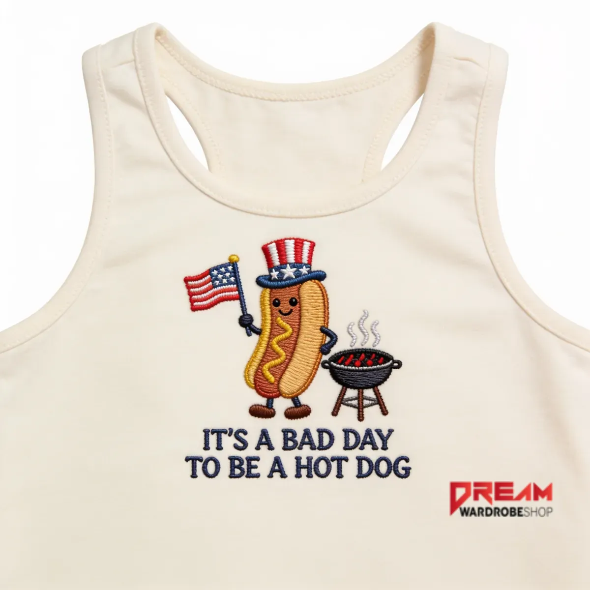 It's A Bad Day To Be A Hot Dog Embroidered Patriotic Ribbed Tank Top 9 It's A Bad Day To Be A Hot Dog Embroidered Patriotic Ribbed Tank Top