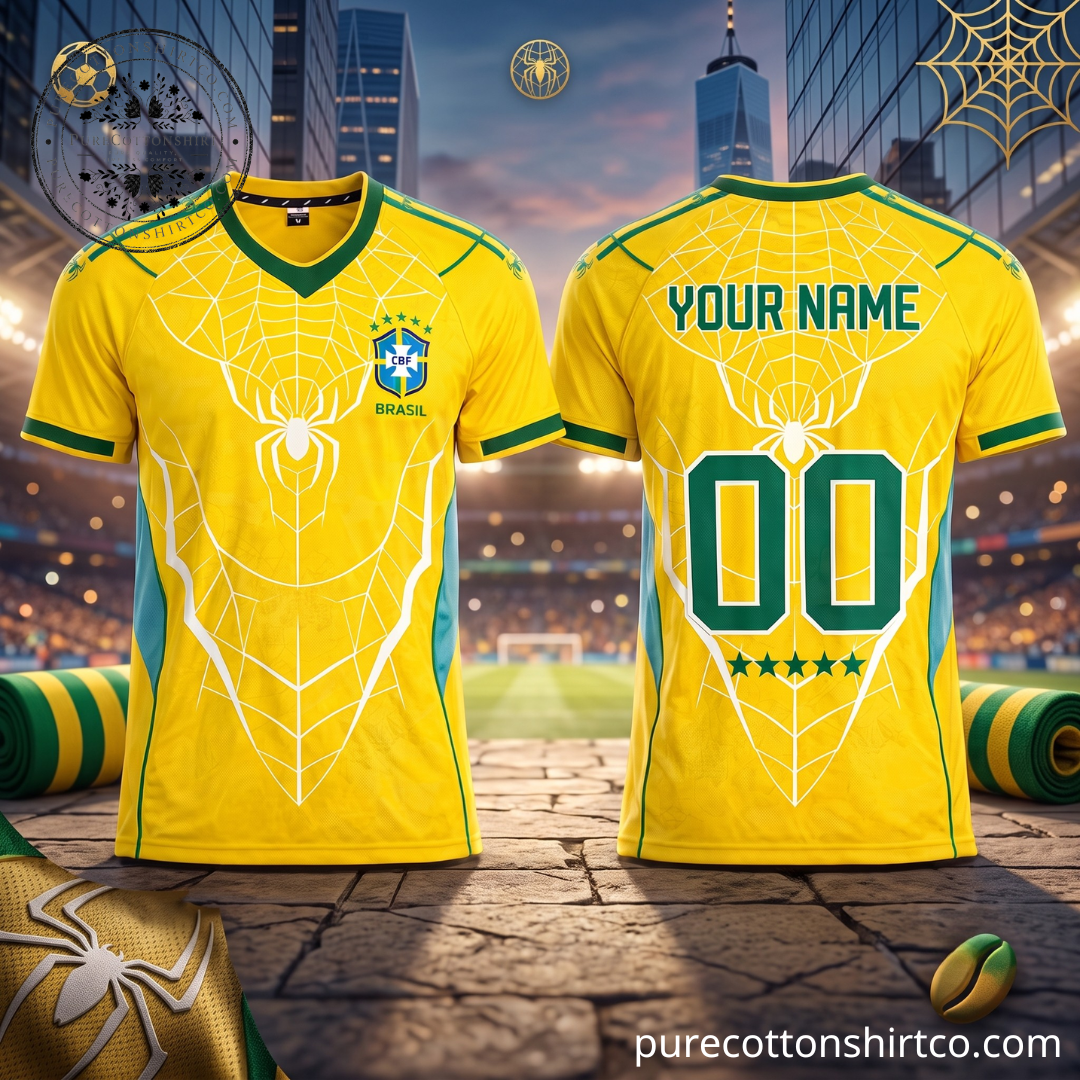 Brazil x Spider-Man Soccer Jersey FIFA World Cup 2026