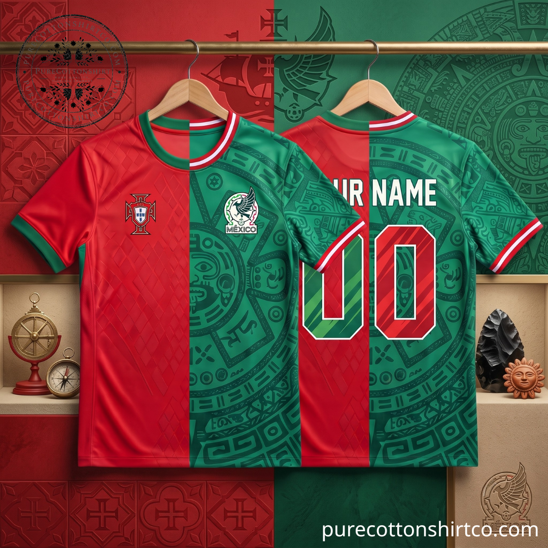 Portugal vs Mexico Half Split Soccer Jersey FIFA World Cup 2026