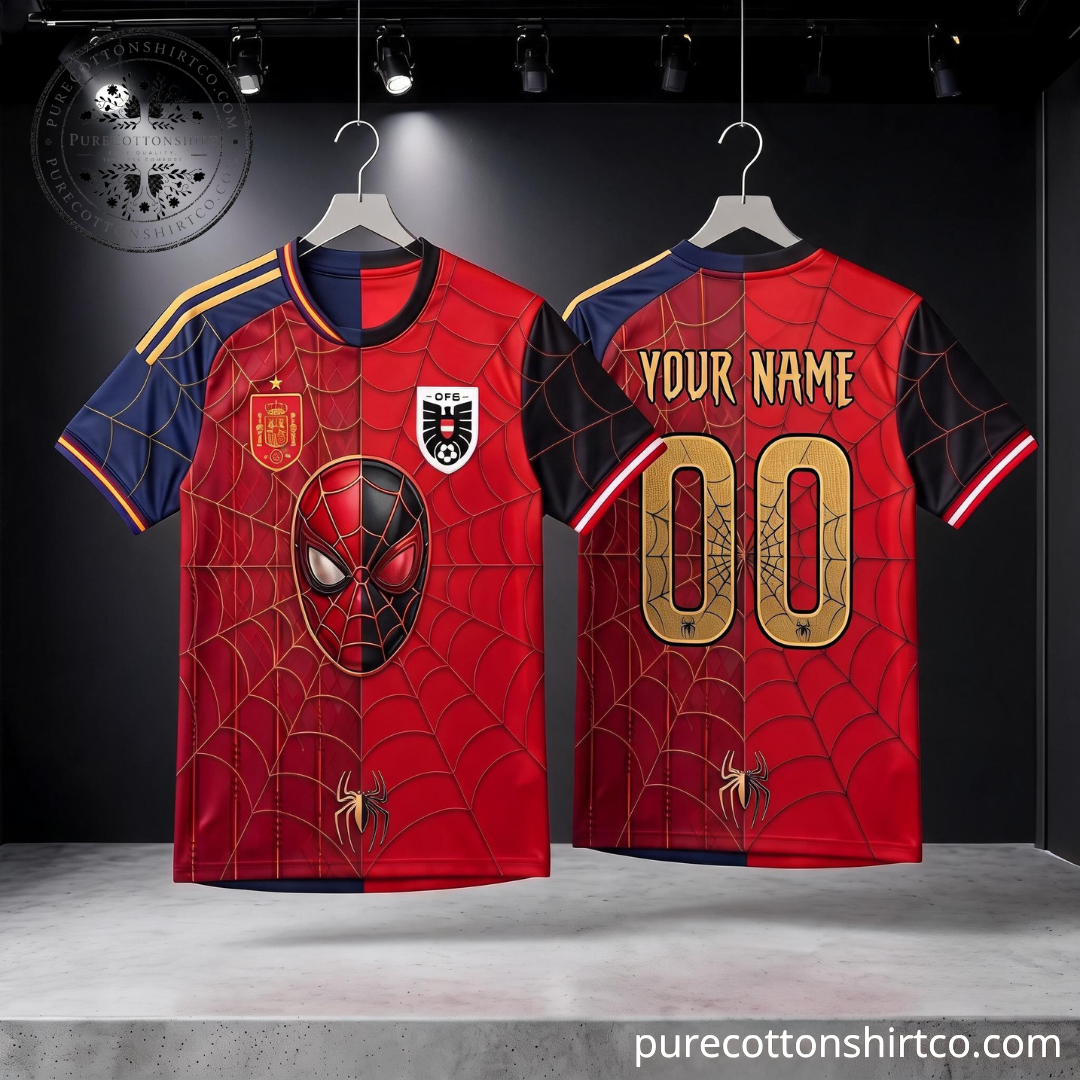 Spain and Austria Half Split x Spidey Spider-Man mask Soccer Jersey FIFA World Cup 2026