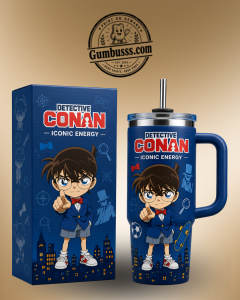 Detective Conan 3D Tumbler with Handle – Anime Insulated Travel Mug with Straw