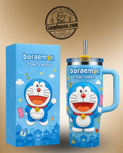 Doraemon 3D Tumbler with Handle – Cute Anime Insulated Travel Mug with Straw