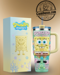 SpongeBob SquarePants 3D Tumbler with Handle – Iconic Cartoon Travel Mug Gift