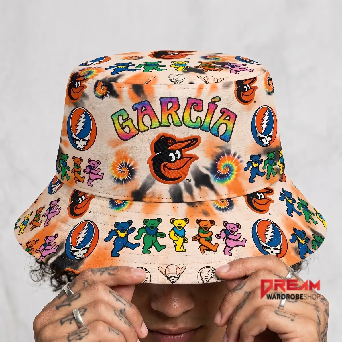 Custom Name AOP 2026 Orioles Grateful Dead Night Bucket Hat 4 Custom Name AOP 2026 Orioles Grateful Dead Night Bucket Hat