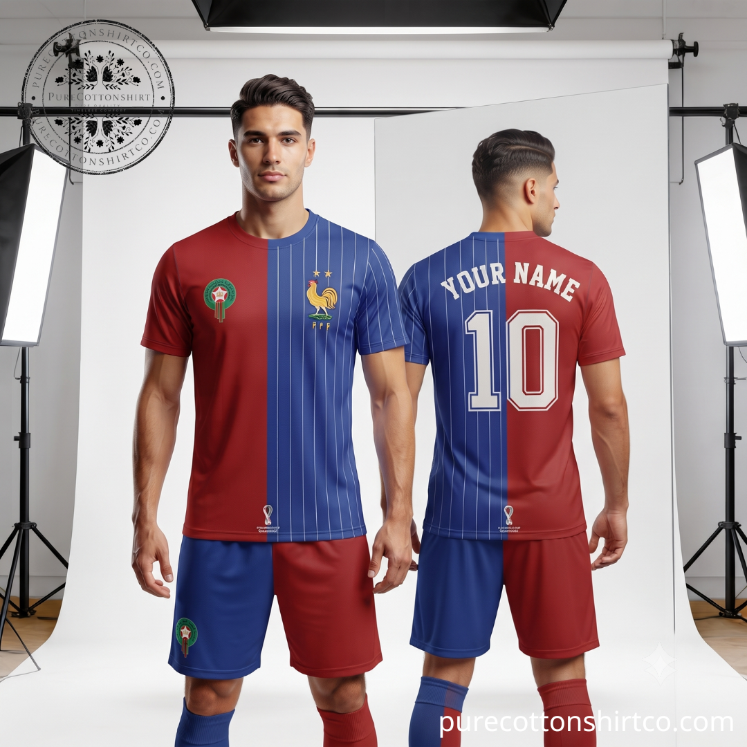 France vs Morocco Half Split Soccer Jersey FIFA World Cup 2026