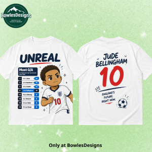 Unreal Jude Bellingham England Most G/A Cartoon Graphic T-Shirt