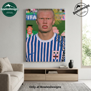 Erling Haaland World Cup Fantasy Canvas Wall Art - Stylized Football Pop Art Poster Print for Sports Fans & Living Room Decor