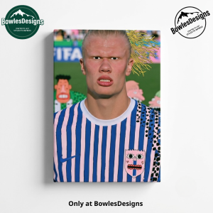 Erling Haaland World Cup Fantasy Canvas Wall Art - Stylized Football Pop Art Poster Print for Sports Fans & Living Room Decor