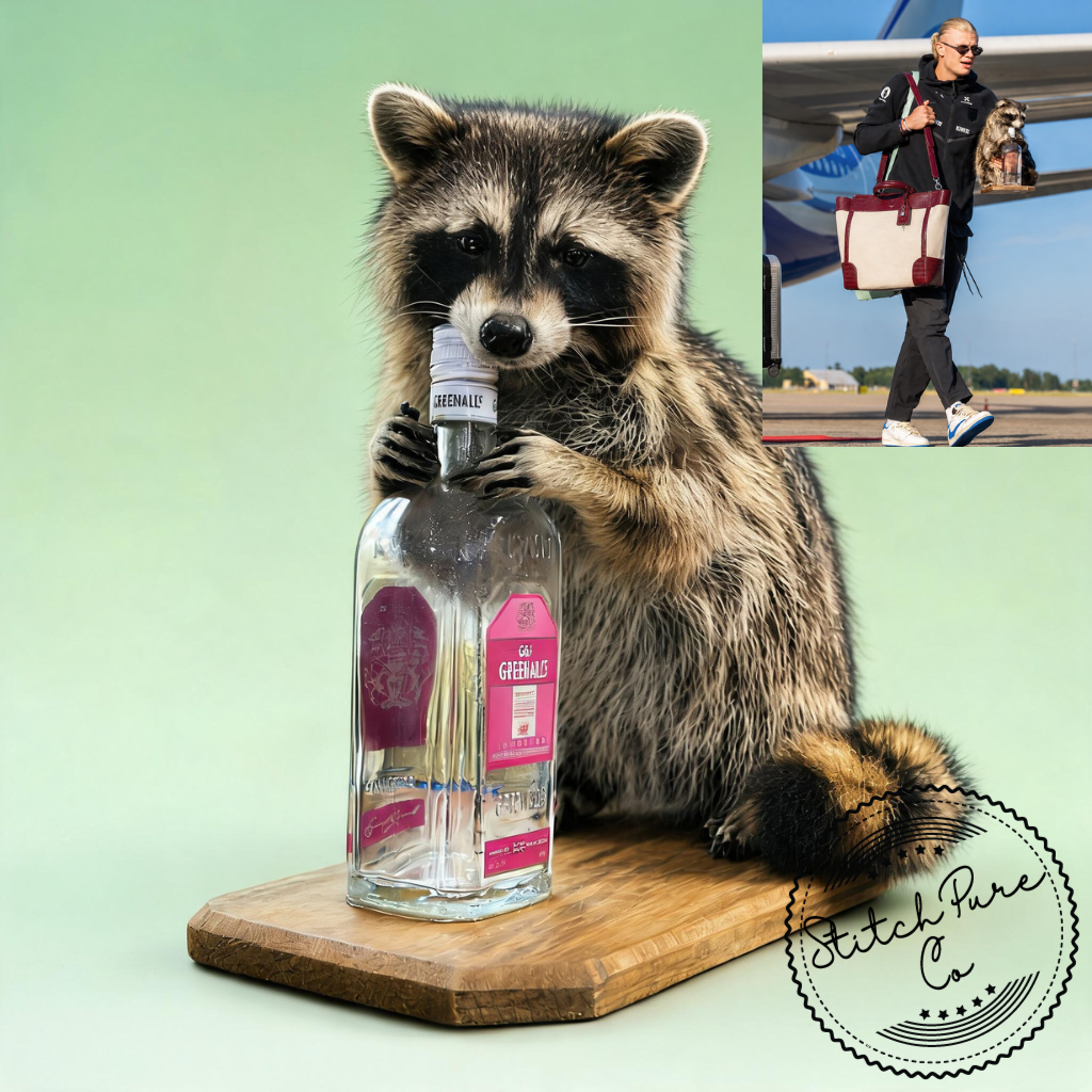 Erling Haaland Raccoon Taxidermy Holding Gin Bottle Statue Cool Airport Fashion Table Decor