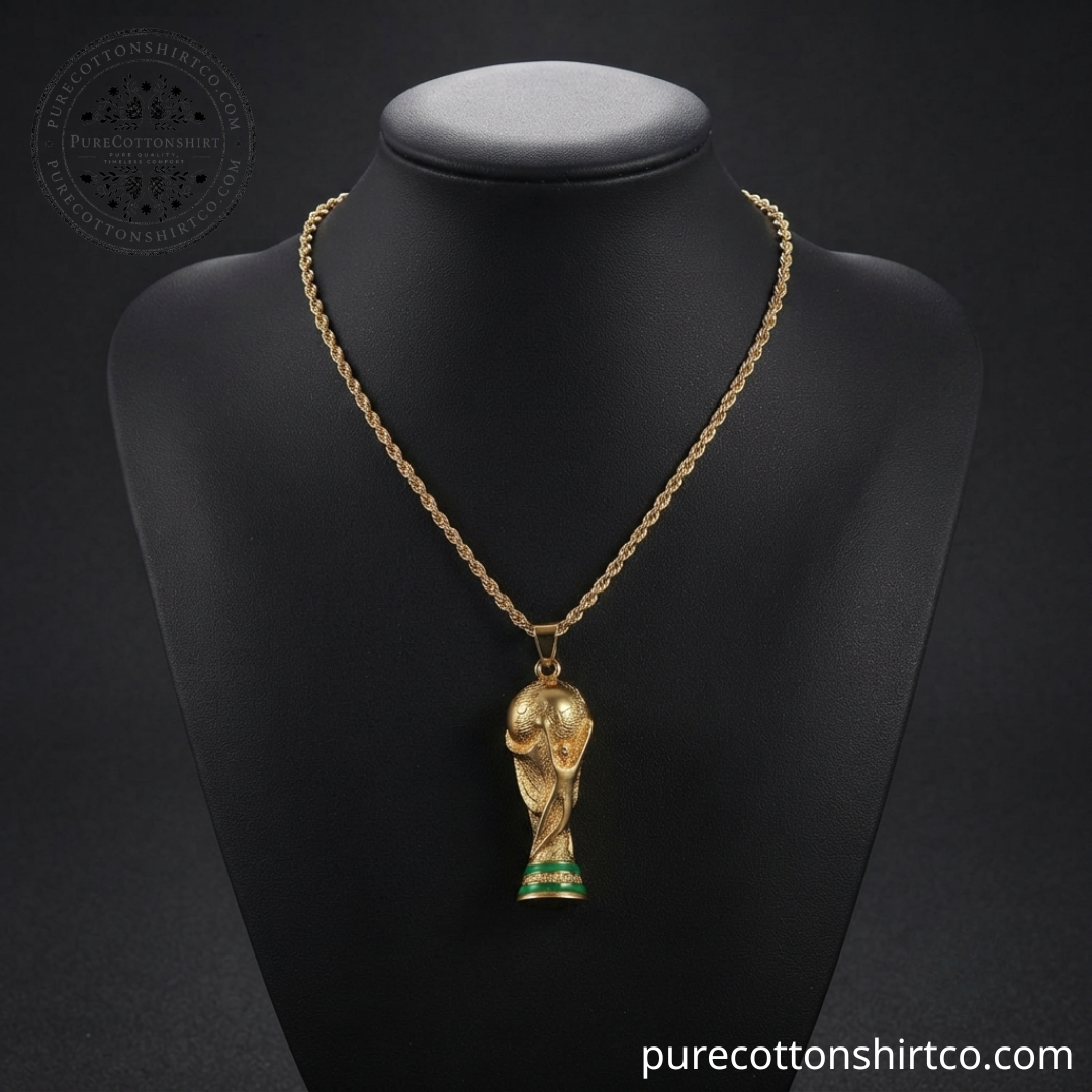2 FIFA World Cup 2026 Mini Trophy Pendant Necklace – FIFA World Cup 2026 Mini Trophy Pendant Necklace – Meme Cristiano Ronaldo