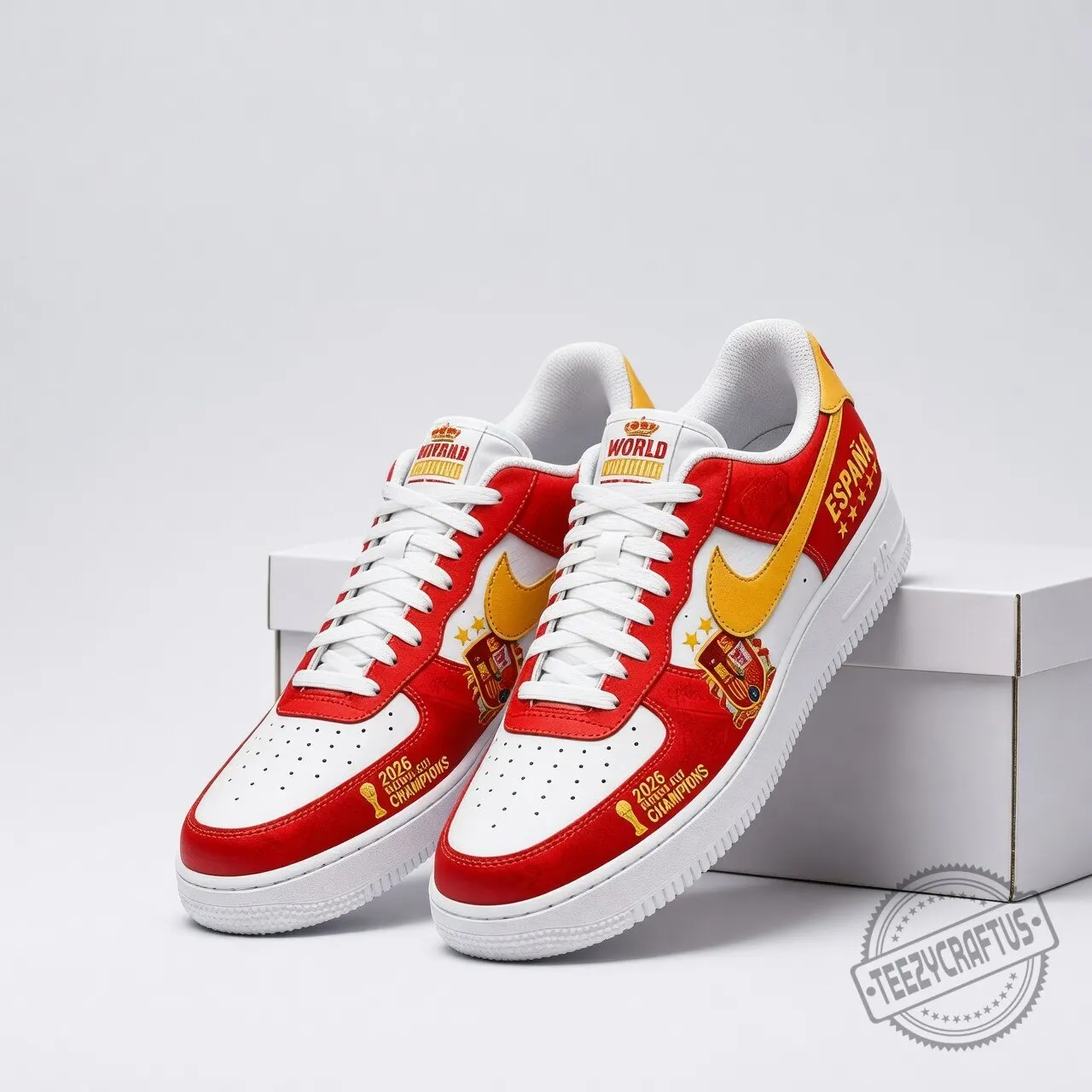 Spain 2026 World Cup Champions Custom Sneakers - Espana Red Gold Football Fan Shoes 3 Spain 2026 World Cup Champions Custom Sneakers - Espana Red Gold Football Fan Shoes