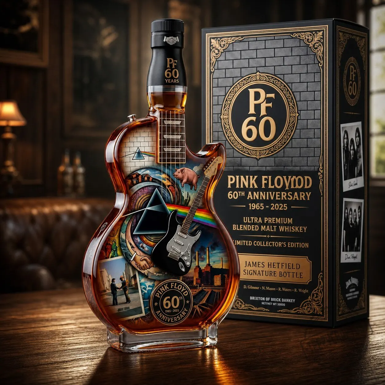 Pink Floyd 60th Anniversary Guitar Whiskey Decanter – Limited Edition Rock Band Collector Bourbon Bottle Gift 5 Pink Floyd 60th Anniversary Guitar Whiskey Decanter – Limited Edition Rock Band Collector Bourbon Bottle Gift
