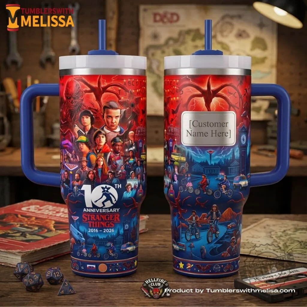 Stranger Things 10th Anniversary 2016-2026 Opaque Lid 40oz Stanley Tumbler
