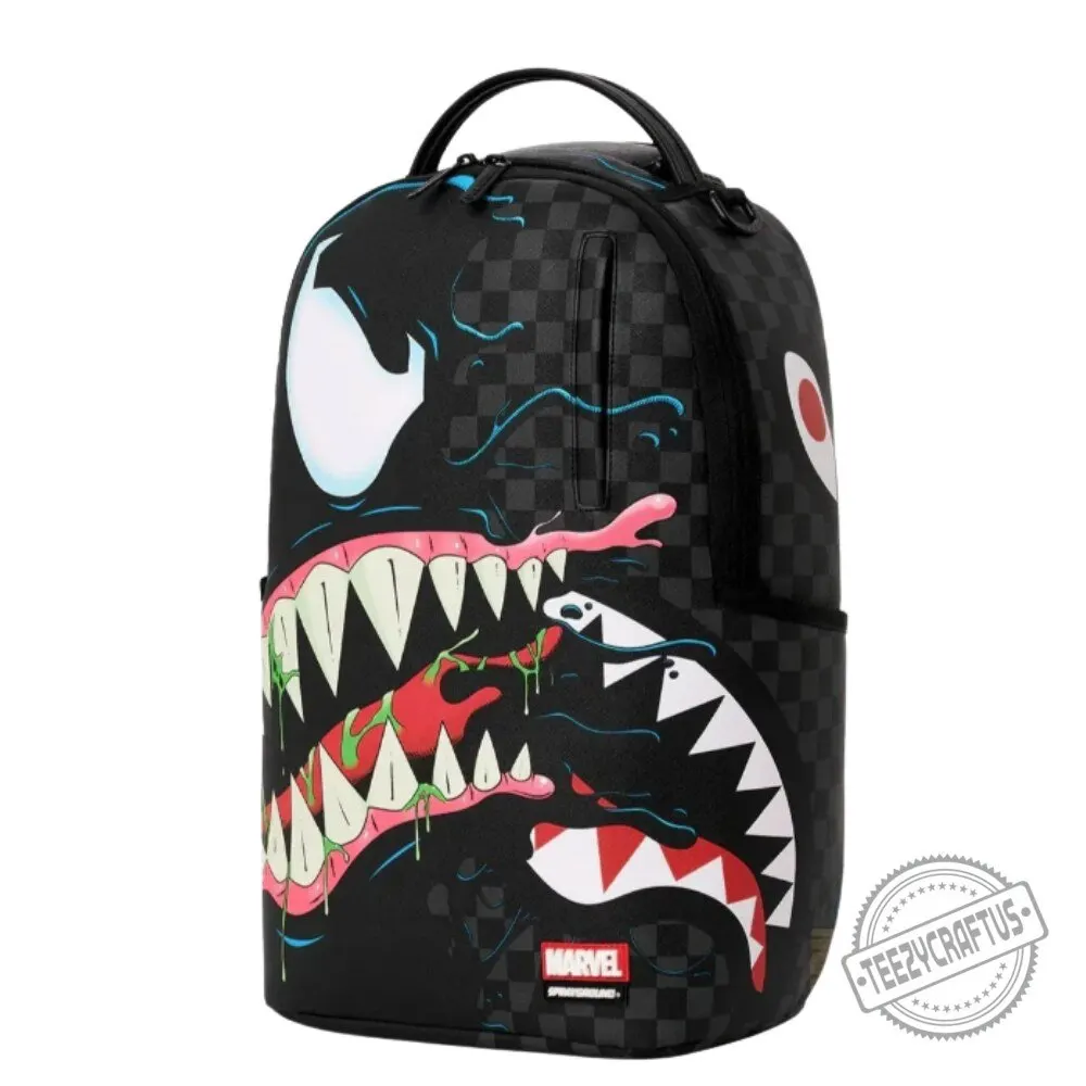 "Top 5 Must-Have Checkered Sprayground Backpacks for Trendy Streetwear" 21 Marvel Venom Shark Mouth Sprayground Backpack – Black Checkered Streetwear Laptop Bag