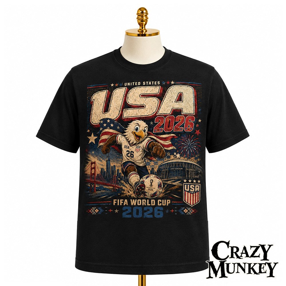 USA 2026 FIFA World Cup Vintage Eagle Mascot Soccer Graphic T Shirt | Apparel 3 USA 2026 FIFA World Cup Vintage Eagle Mascot Soccer Graphic T Shirt | Apparel