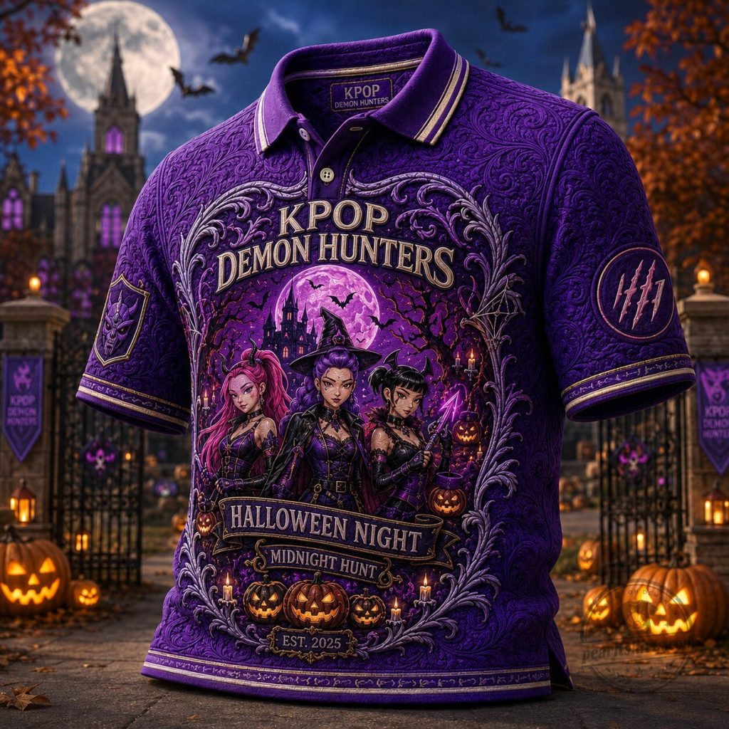 K-Pop Demon Hunters Halloween Night Midnight Hunt Polo Shirt 6 K-Pop Demon Hunters Halloween Night Midnight Hunt Polo Shirt