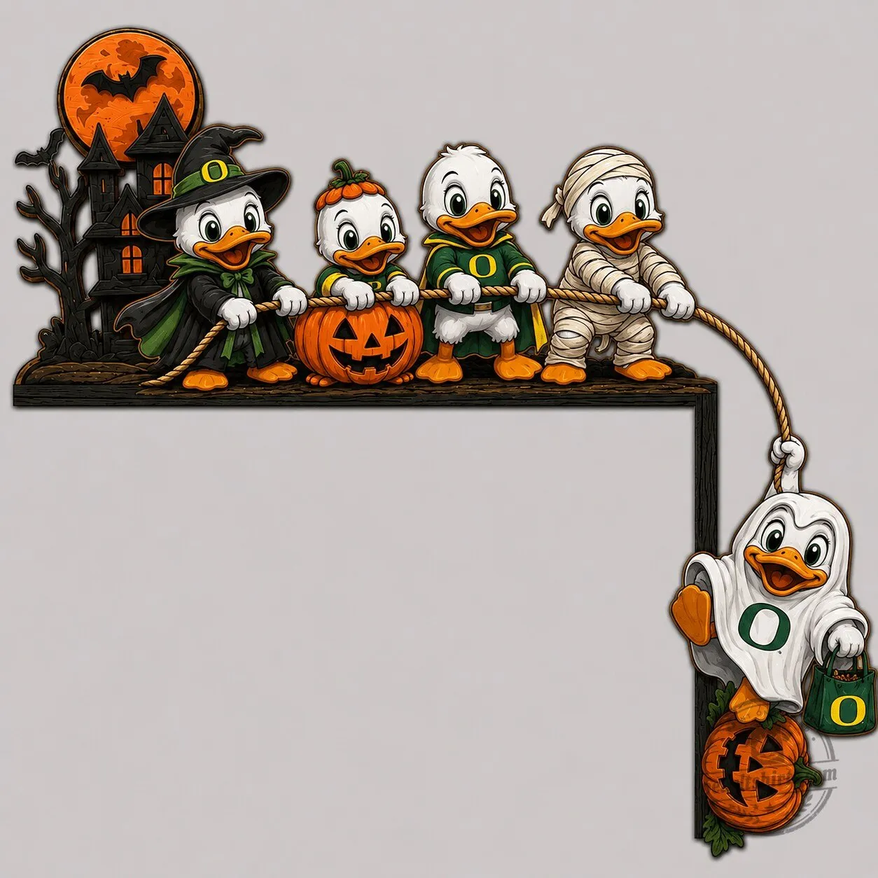 Oregon Ducks Halloween Team Mascot Wooden Door Corner Sign Spooky Game Day Decor