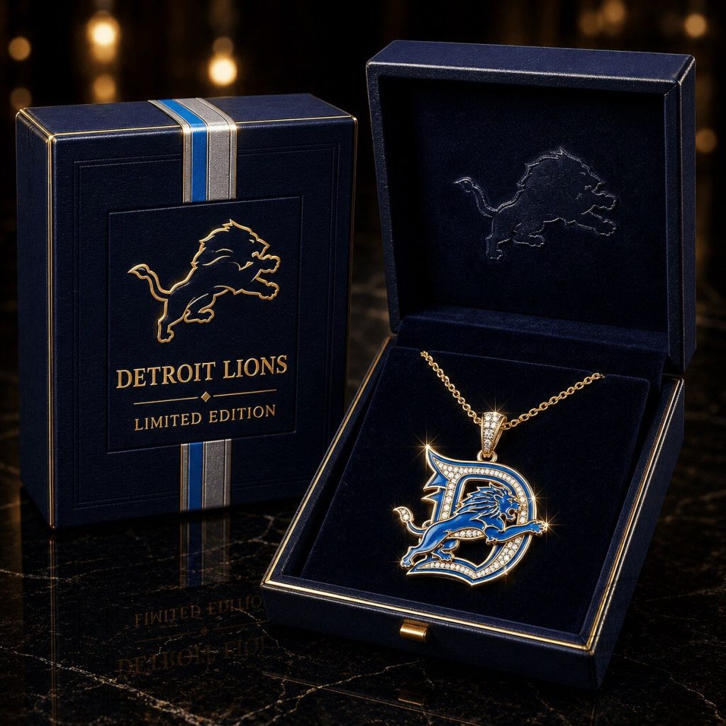 Detroit Lions Diamond Encrusted Gold Plated Pendant Necklace with Chain Detroit Lions Diamond Encrusted Gold Plated Pendant Necklace with Chain