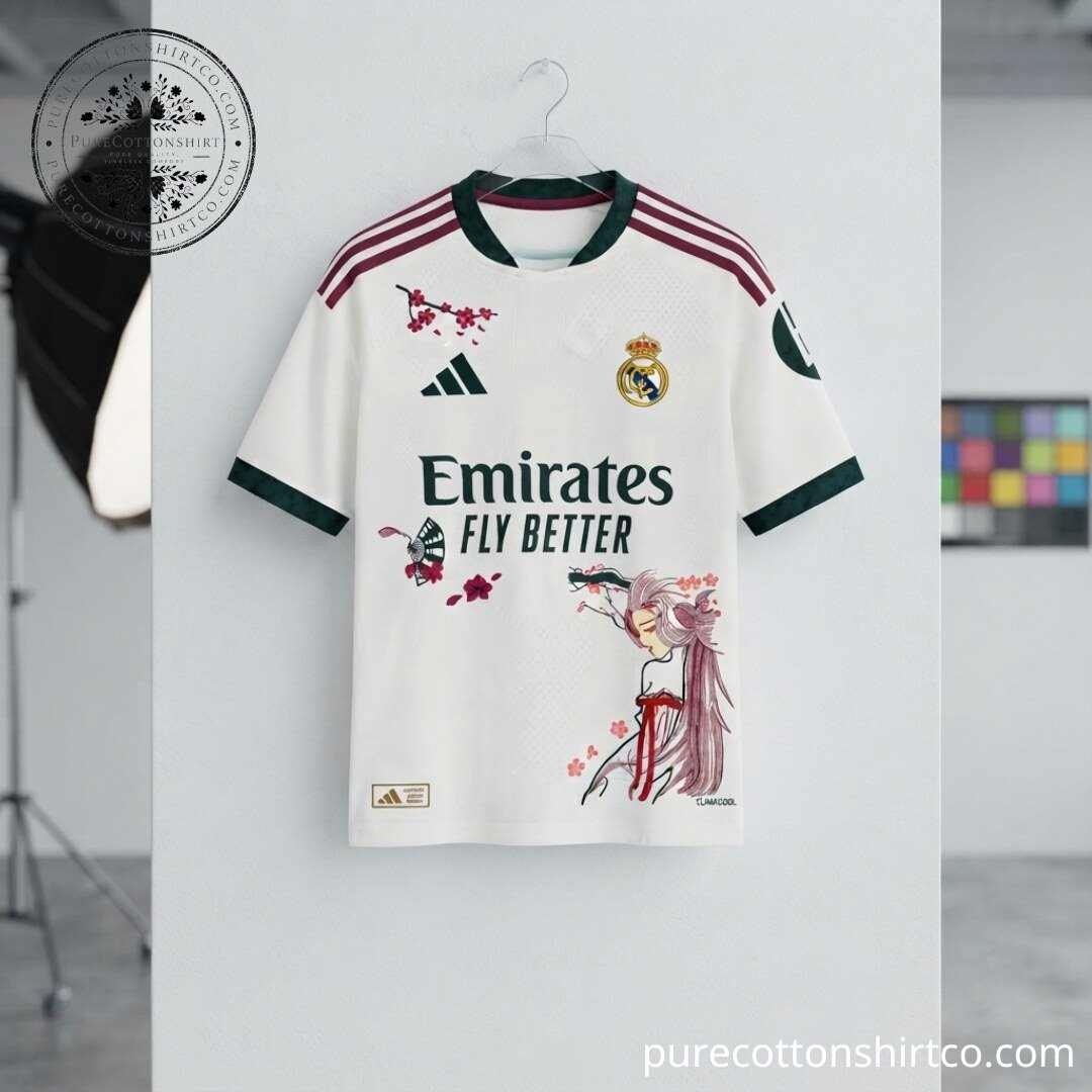 Real Madrid Japanese Anime Sakura Cherry Blossom Soccer Concept Football Jersey Real Madrid Japanese Anime Sakura Cherry Blossom Soccer Jersey – image 2 of 3