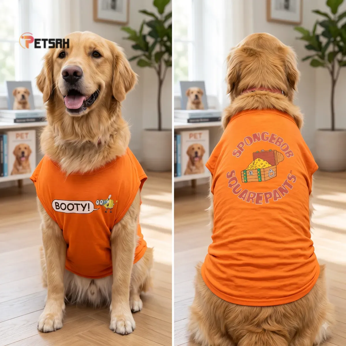 Orange SpongeBob Squarepants Booty Cotton T-shirt for Pet 4 Orange SpongeBob Squarepants Booty Cotton T-shirt for Pet