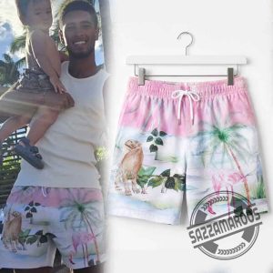 Jude Bellingham Tropical Flamingo Jungle Print Hawaiian Shorts in Hawaii 3 Jude Bellingham Tropical Flamingo Jungle Print Hawaiian Shorts in Hawaii