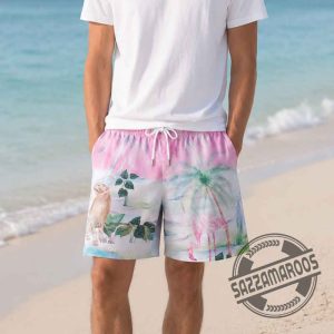 Jude Bellingham Tropical Flamingo Jungle Print Hawaiian Shorts in Hawaii 4 Jude Bellingham Tropical Flamingo Jungle Print Hawaiian Shorts in Hawaii