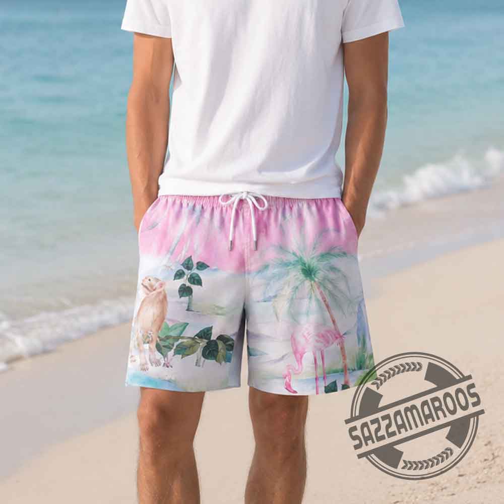 Jude Bellingham Tropical Flamingo Jungle Print Hawaiian Shorts in Hawaii (2) Jude Bellingham Tropical Flamingo Jungle Print Hawaiian Shorts in Hawaii – image 2 of 3