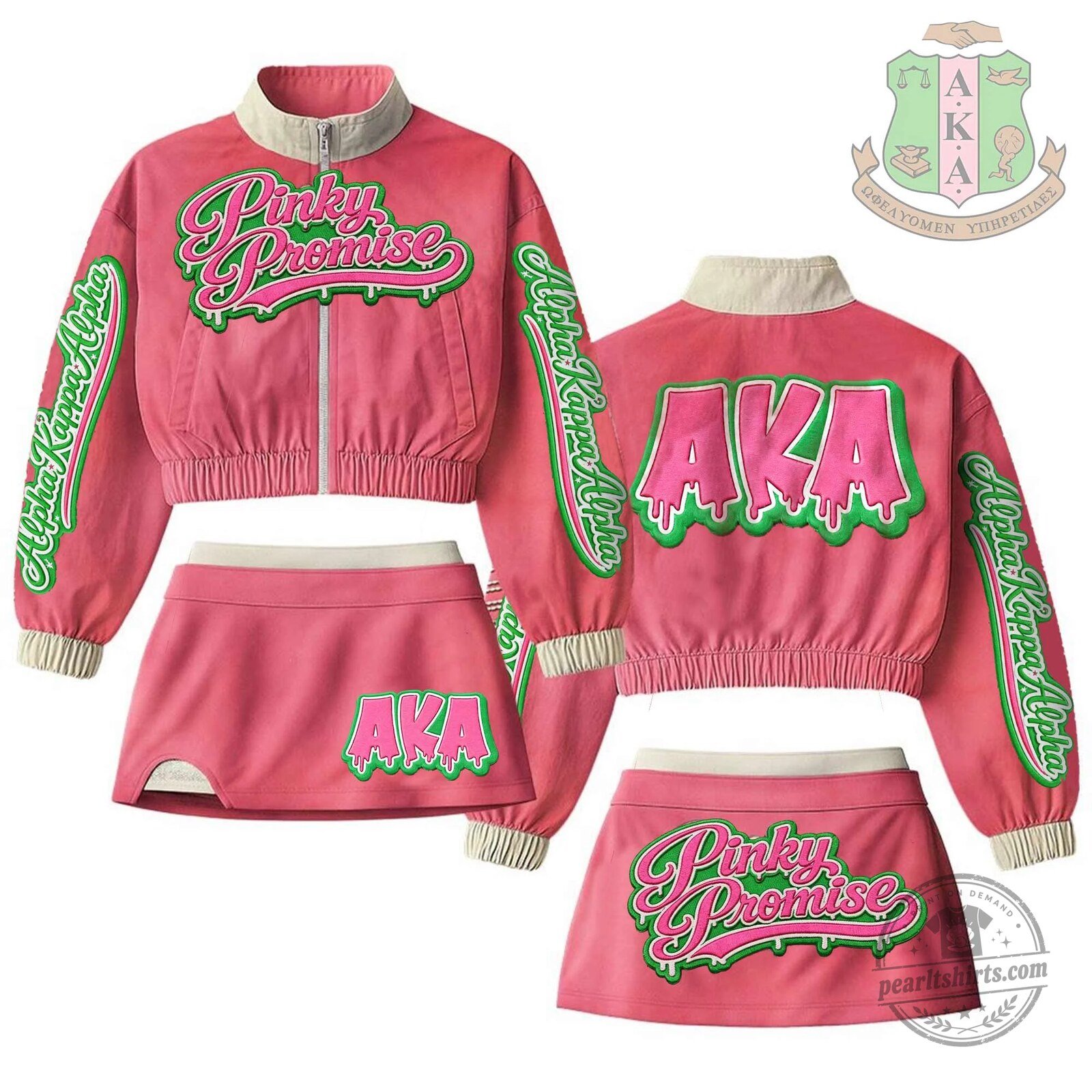 Alpha Kappa Alpha Pinky Promise Cropped Jacket and Skirt Set