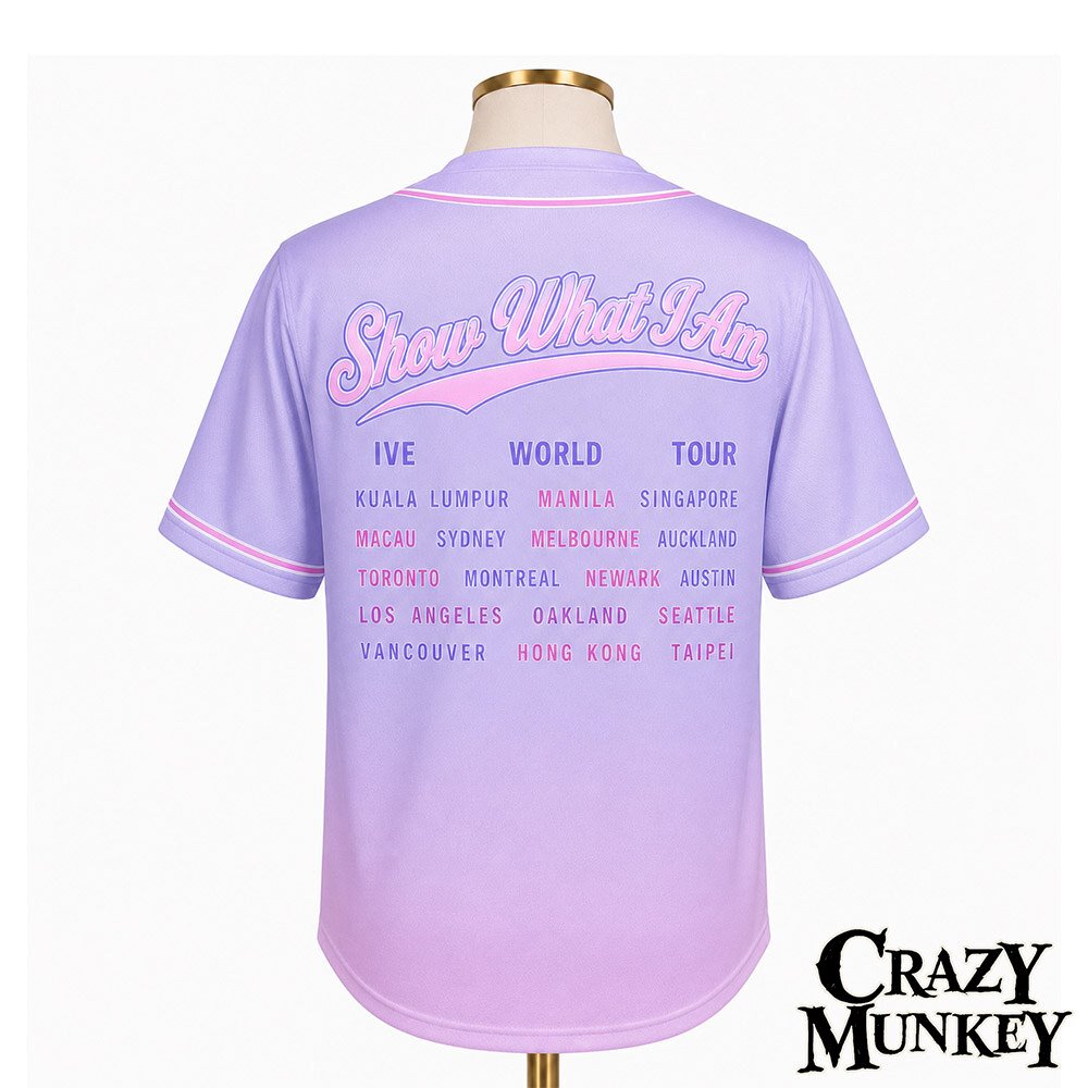 IVE Show What I Am 2026 World Tour Concert Purple Baseball Jersey | Apparel 7 IVE Show What I Am 2026 World Tour Concert Purple Baseball Jersey | Apparel