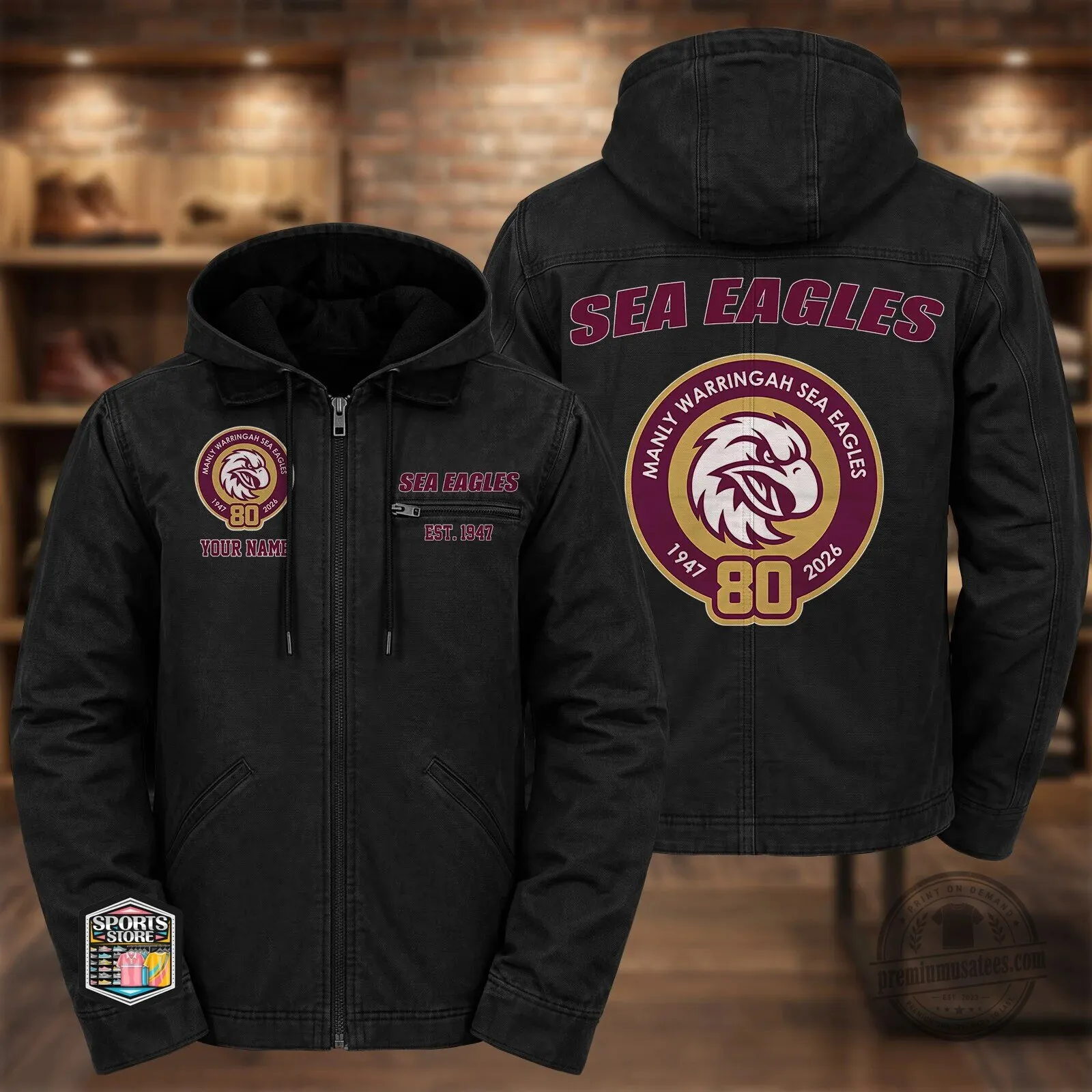 Manly Warringah Sea Eagles 80th Anniversary Rugby League Football Jacket