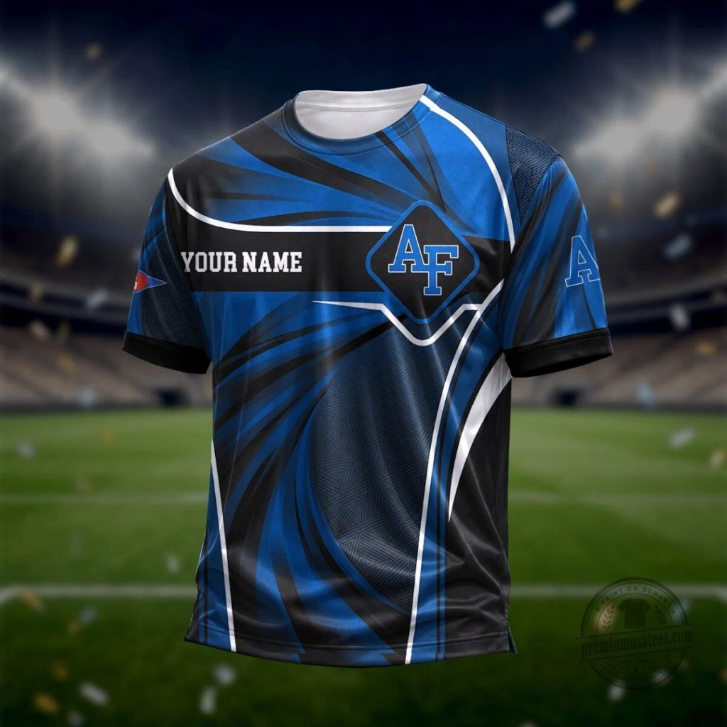 Air Force Falcons Custom Name Blue Black White Stripes Fan T-Shirt Air Force Falcons Custom Name Blue Black White Stripes Fan T-Shirt