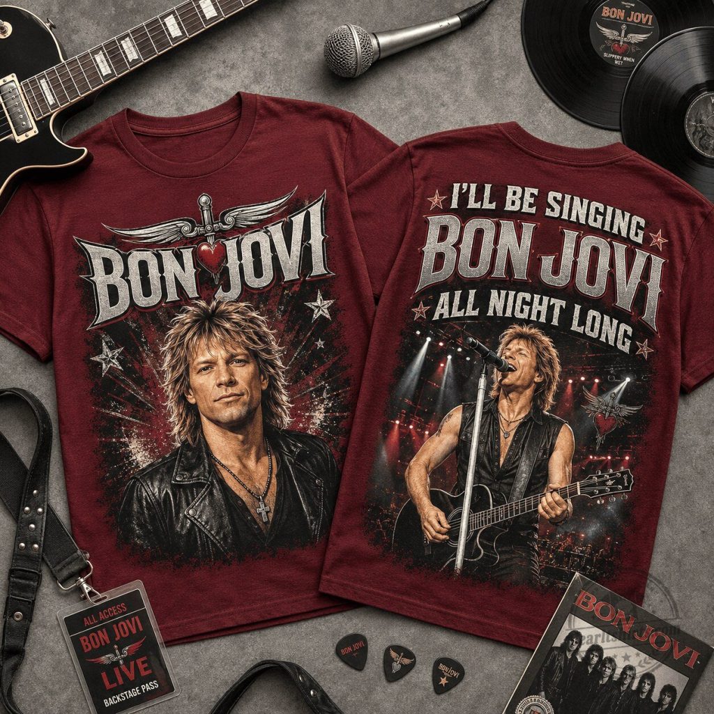 Bon Jovi All Night Long Concert Graphic T-Shirt Bon Jovi All Night Long Concert Graphic T-Shirt