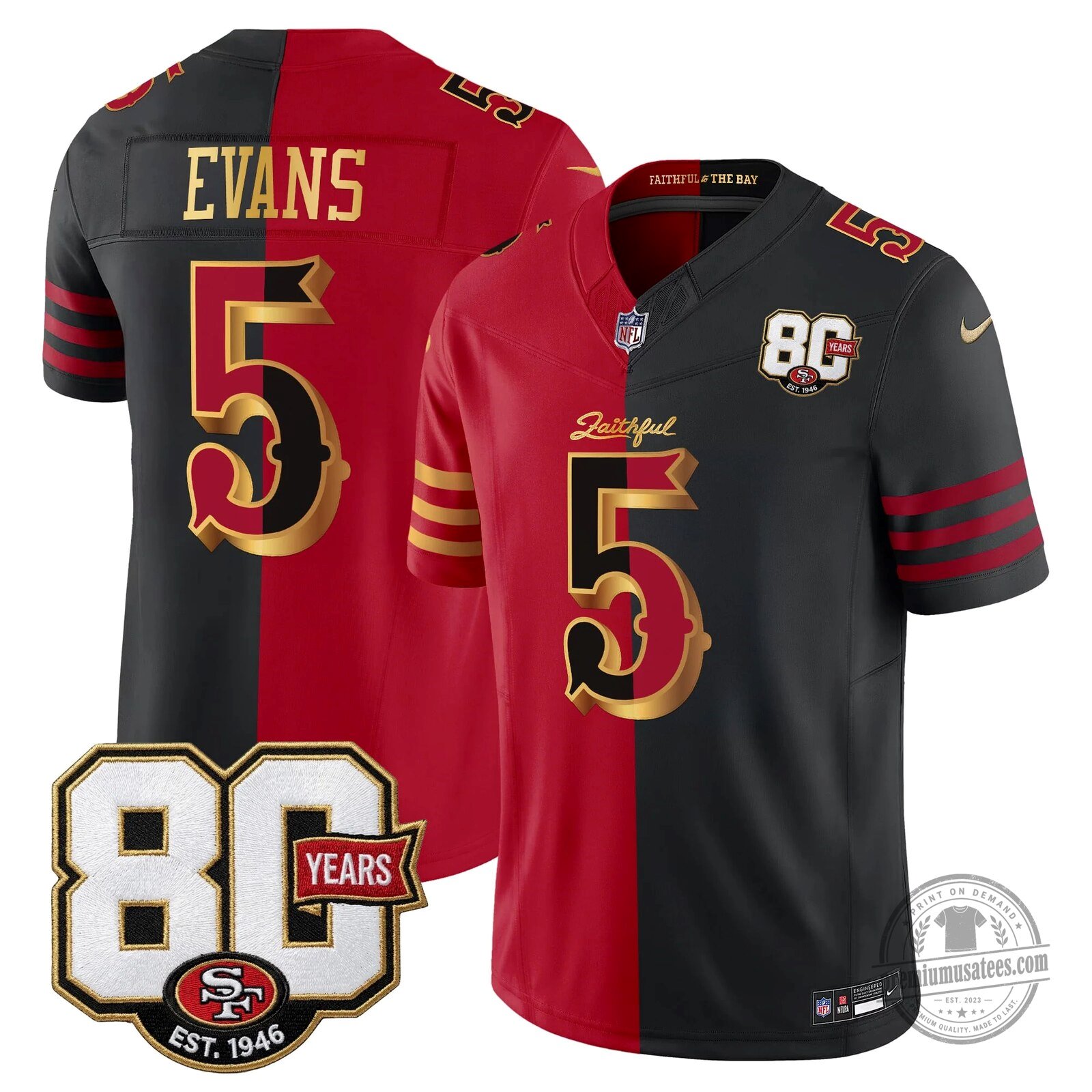 San Francisco 49ers 80th Anniversary Evans Number 5 Football Jersey 72 San Francisco 49ers 80th Anniversary Evans Number 5 Football Jersey