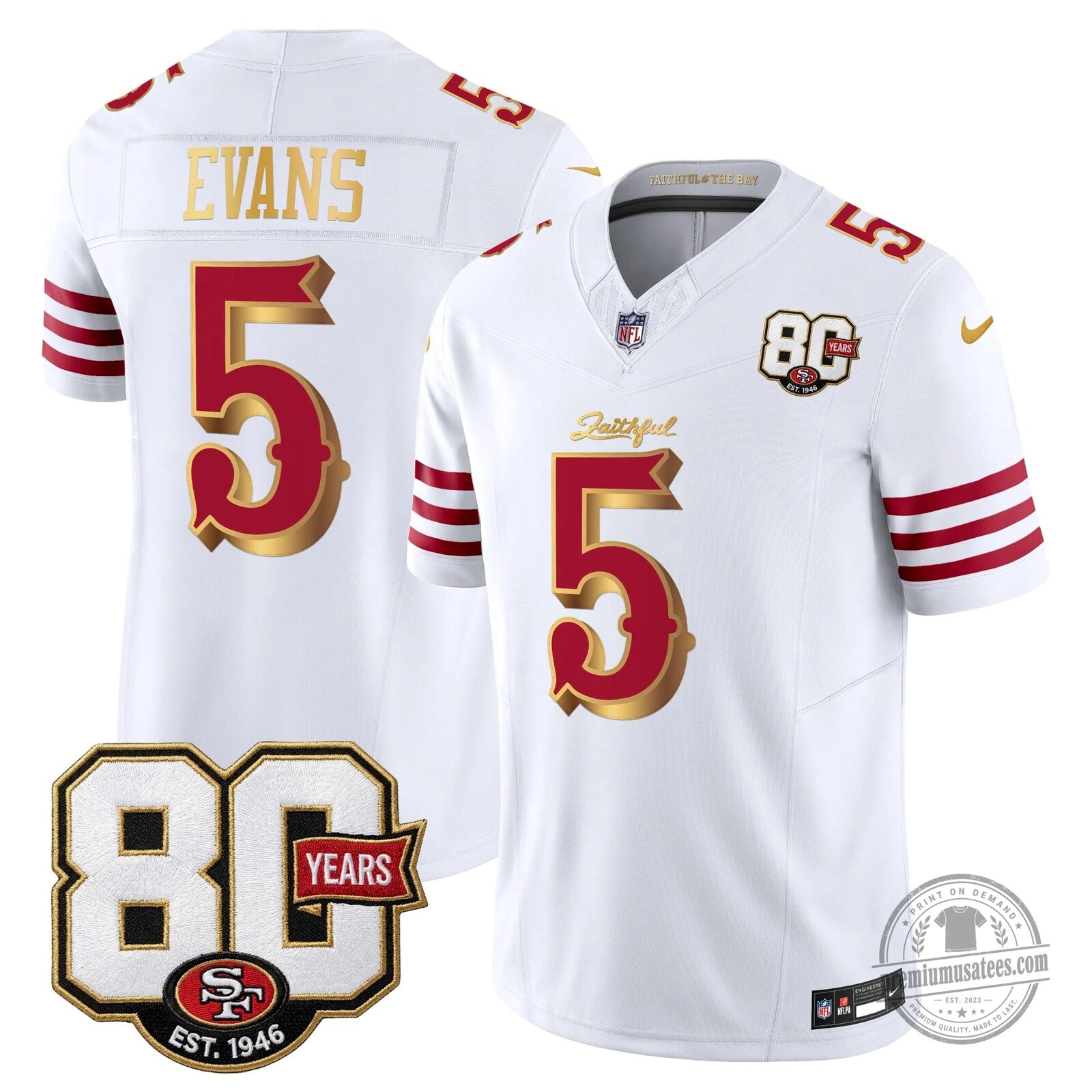San Francisco 49ers 80th Anniversary Evans Number 5 Football Jersey 84 San Francisco 49ers 80th Anniversary Evans Number 5 Football Jersey