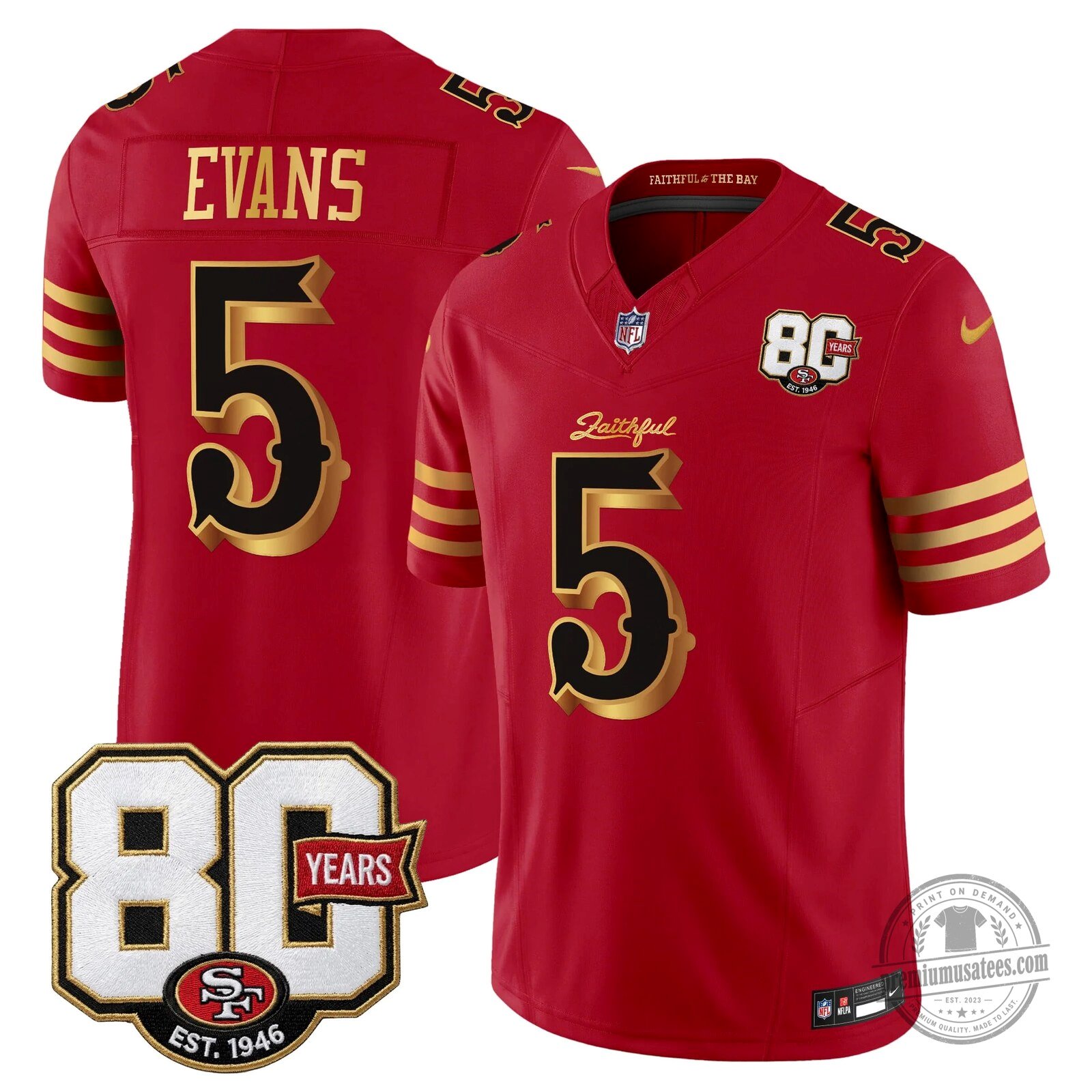San Francisco 49ers 80th Anniversary Evans Number 5 Football Jersey 96 San Francisco 49ers 80th Anniversary Evans Number 5 Football Jersey